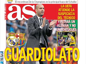  � El diari As s'ha fet ressò en portada del canvi d'actitud de Guardiola amb el seu peculiar 'estil'
